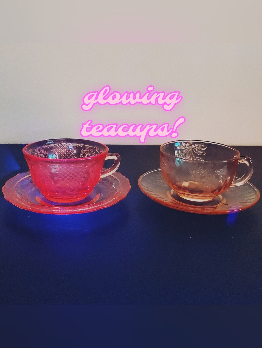 pink depression teacups